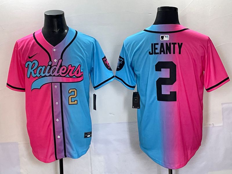 Men 2025 Oakland Raiders #2 Jeanty Blue pink Nike Limited NFL Jersey 002->oakland raiders->NFL Jersey